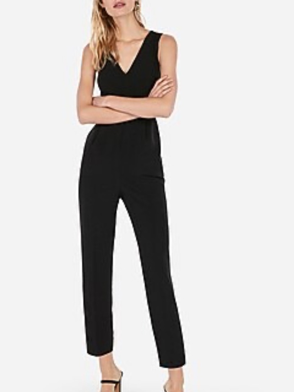 Express V Neck Jumpsuit - Black